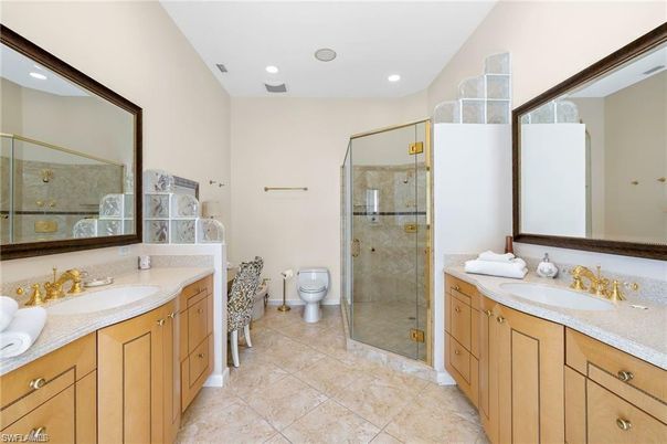 Bathroom, Dual Sink Vanities, Glass Shower, Interior, Recessed Lighting