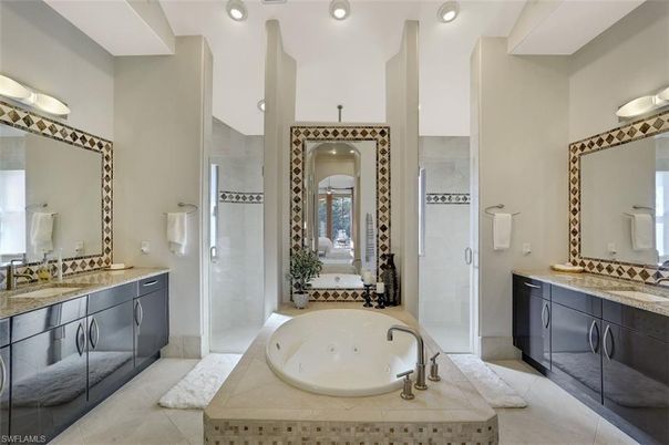 Bathroom, Dual Sink Vanities, Glass Shower, Interior, Recessed Lighting