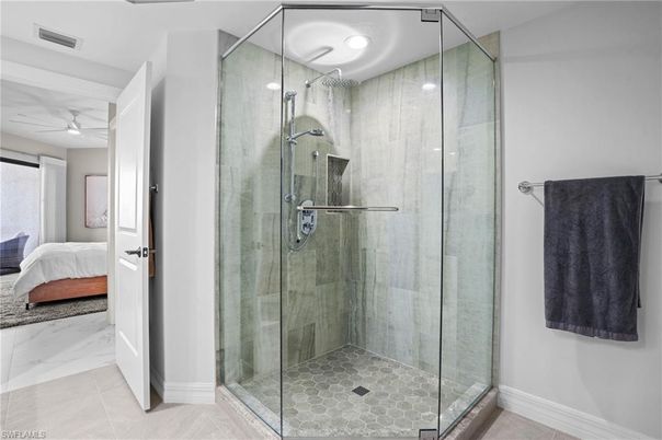 Bathroom, Bedroom, Glass Shower, Interior, Marble, Recessed Lighting