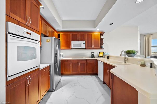 Interior, Kitchen, Marble, Recessed Lighting, Stainless Steel Appliances
