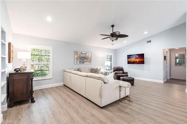 Interior, Living room, Recessed Lighting, Wood Texture Flooring