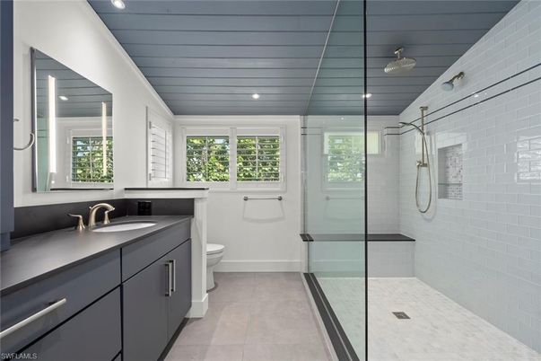 Bathroom, Glass Shower, Interior, Recessed Lighting