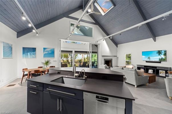 Dining room, Fireplace, Interior, Kitchen, Living room, Stainless Steel Appliances