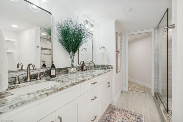 Bathroom, Dual Sink Vanities, Glass Shower, Interior, Recessed Lighting