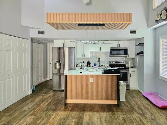 Interior, Kitchen, Stainless Steel Appliances, Wood Texture Flooring