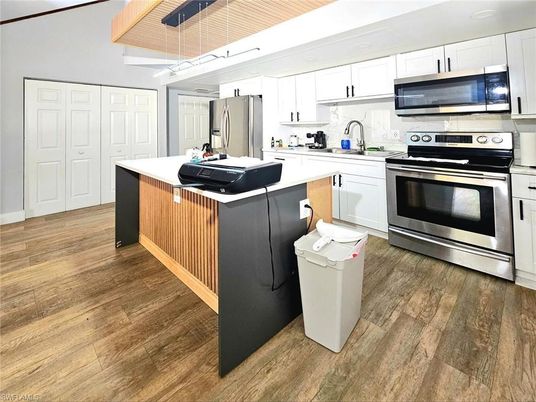 Interior, Kitchen, Stainless Steel Appliances, Wood Texture Flooring