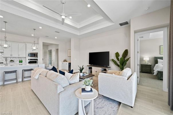 Bedroom, Interior, Kitchen, Living room, Pendant Lights, Recessed Lighting, Stainless Steel Appliances