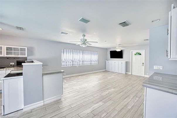 Interior, Kitchen, Recessed Lighting, Wood Texture Flooring