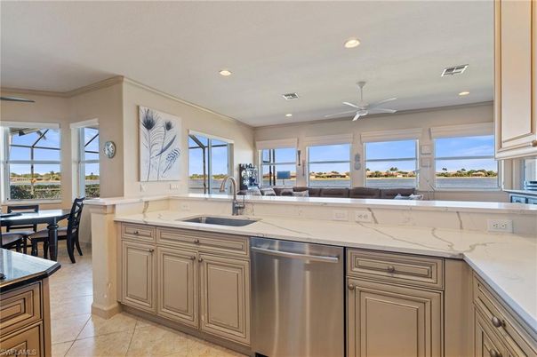 Dining room, Interior, Kitchen, Recessed Lighting, Stainless Steel Appliances, Water