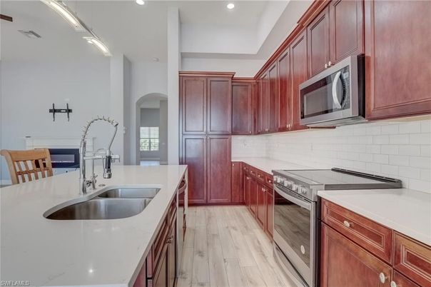 Interior, Kitchen, Recessed Lighting, Wood Texture Flooring