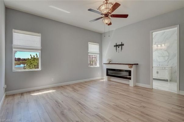 Empty room, Interior, Marble Walls, Wood Texture Flooring