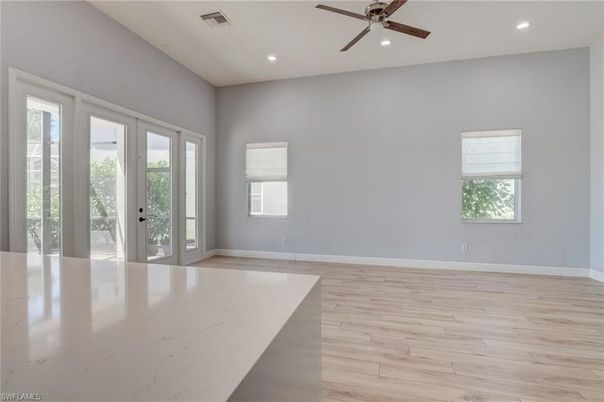 Empty room, Interior, Recessed Lighting, Wood Texture Flooring