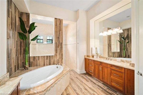 Bathroom, Dual Sink Vanities, Interior, Wood Texture Flooring