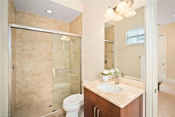 Bathroom, Glass Shower, Interior, Recessed Lighting