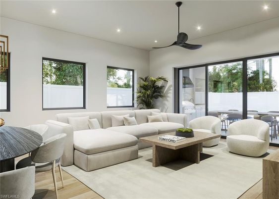 Interior, Living room, Recessed Lighting, Wood Texture Flooring