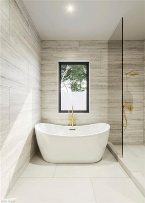 Bathroom, Free Standing Baths, Glass Shower, Interior, Recessed Lighting