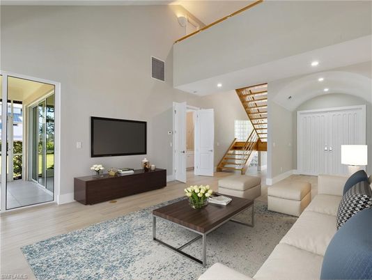 Interior, Living room, Recessed Lighting, Wood Texture Flooring