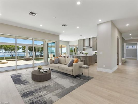 Interior, Kitchen, Living room, Recessed Lighting, Wood Texture Flooring