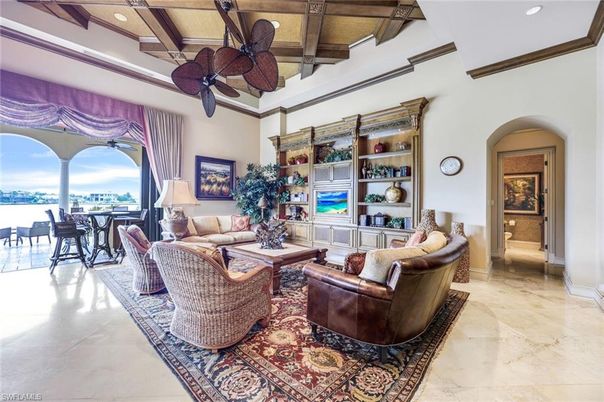 Interior, Living room, Recessed Lighting, Wooden Beams