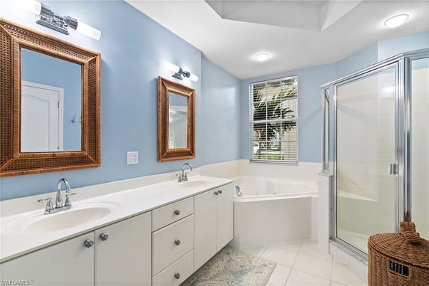 Bathroom, Dual Sink Vanities, Glass Shower, Interior, Recessed Lighting