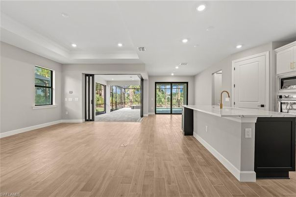Interior, Kitchen, Recessed Lighting, Wood Texture Flooring