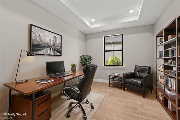 Home Office, Interior, Recessed Lighting, Wood Texture Flooring