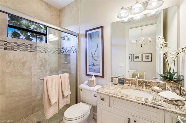 Bathroom, Chandelier, Glass Shower, Interior