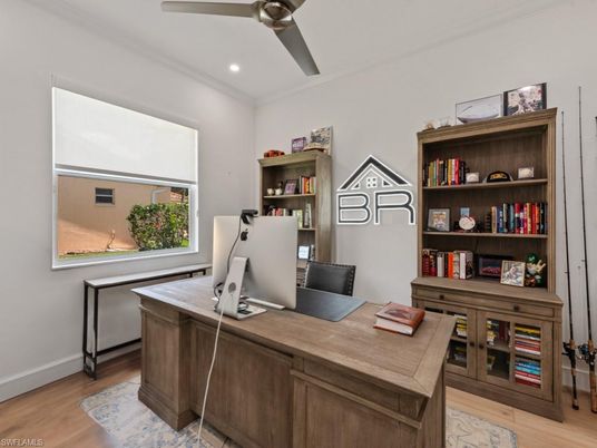 Home Office, Interior, Recessed Lighting, Wood Texture Flooring