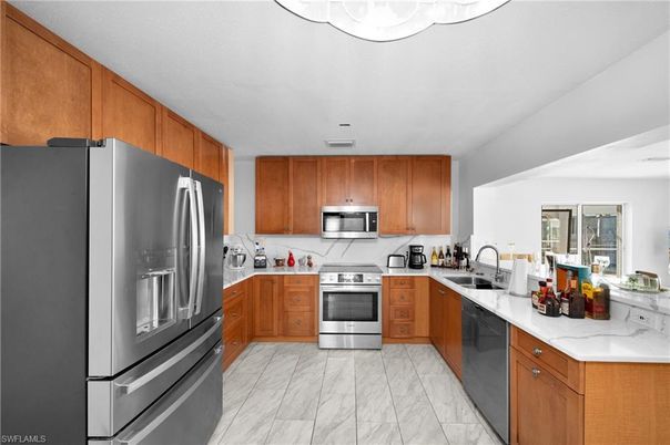 Interior, Kitchen, Marble, Stainless Steel Appliances
