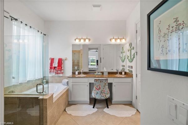 Bathroom, Dual Sink Vanities, Glass Shower, Interior