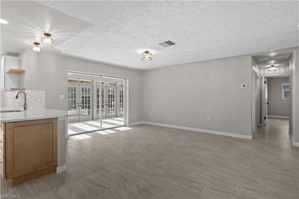 Empty room, Interior, Recessed Lighting, Wood Texture Flooring