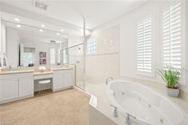 Bathroom, Dual Sink Vanities, Glass Shower, Interior, Recessed Lighting