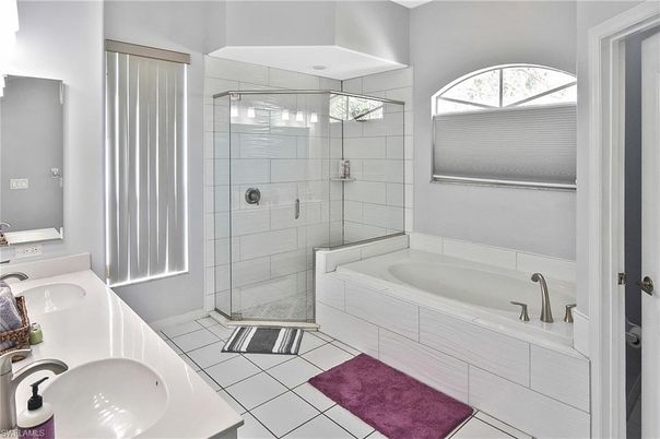 Bathroom, Dual Sink Vanities, Glass Shower, Interior, Tile Countertops
