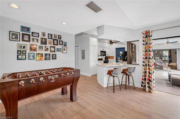 Interior, Kitchen, Recessed Lighting, Wood Texture Flooring