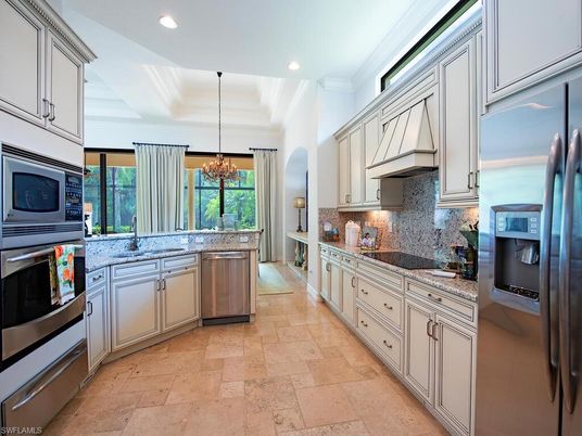 Chandelier, Interior, Kitchen, Pendant Lights, Recessed Lighting, Stainless Steel Appliances