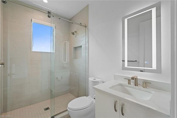 Bathroom, Glass Shower, Interior, Recessed Lighting