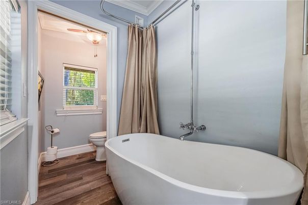 Bathroom, Free Standing Baths, Interior, Wood Texture Flooring