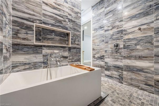 Bathroom, Glass Shower, Interior, Marble Walls