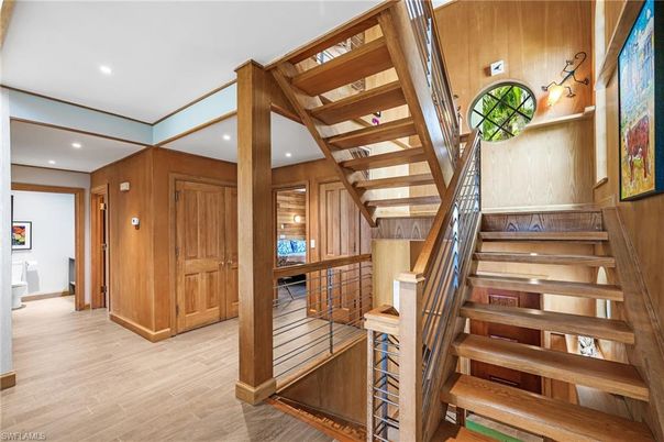 Interior, Recessed Lighting, Wood Texture Flooring, Wooden Walls