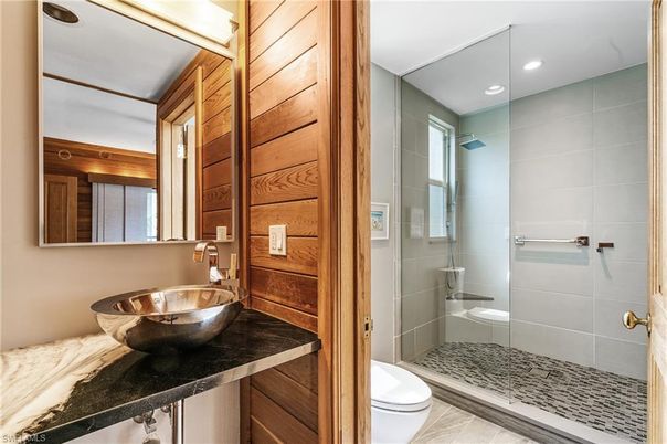 Bathroom, Glass Shower, Interior, Recessed Lighting