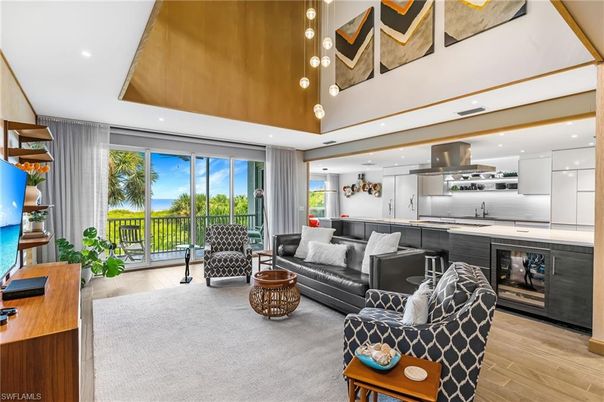 Interior, Kitchen, Living room, Pendant Lights, Recessed Lighting, Stainless Steel Appliances, Wood Texture Flooring