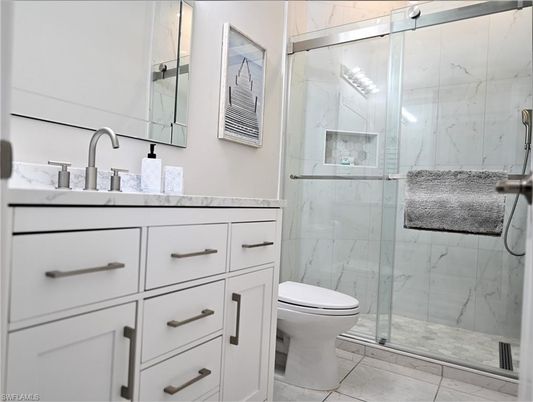 Bathroom, Glass Shower, Interior, Marble Walls