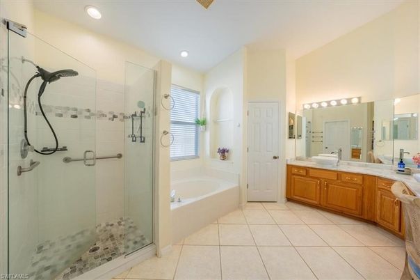 Bathroom, Dual Sink Vanities, Glass Shower, Interior, Recessed Lighting
