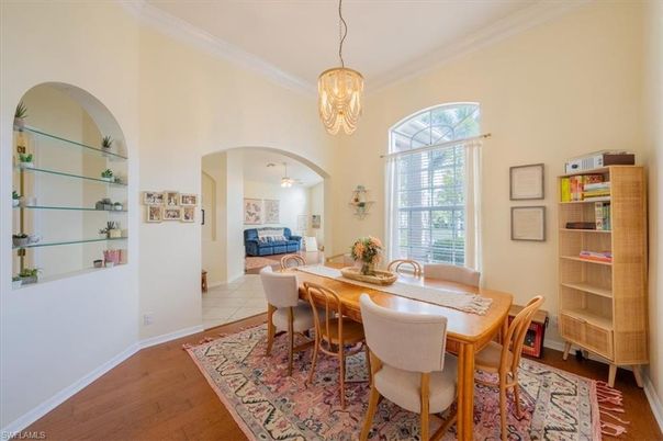 Chandelier, Dining room, Interior, Pendant Lights, Wood Texture Flooring