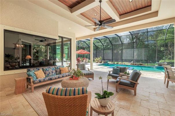 Glass Ceilings, Interior, Living room, Pool, Recessed Lighting, Sun Room, Wooden Ceilings