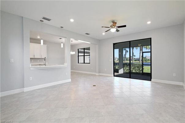 Empty room, Interior, Kitchen, Pendant Lights, Recessed Lighting