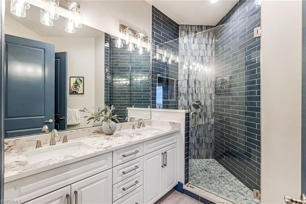 Bathroom, Dual Sink Vanities, Glass Shower, Interior, Recessed Lighting