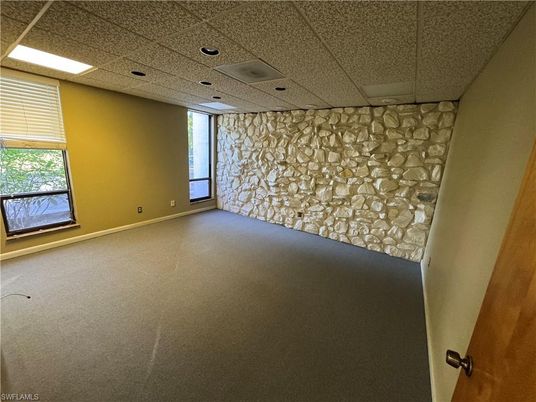 Empty room, Interior, Recessed Lighting, Stone Walls