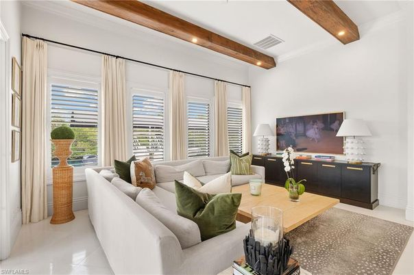 Interior, Living room, Recessed Lighting, Wooden Beams