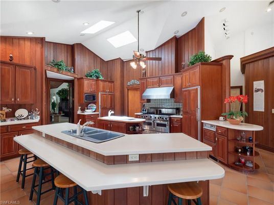 Interior, Kitchen, Recessed Lighting, Stainless Steel Appliances, Tile Countertops